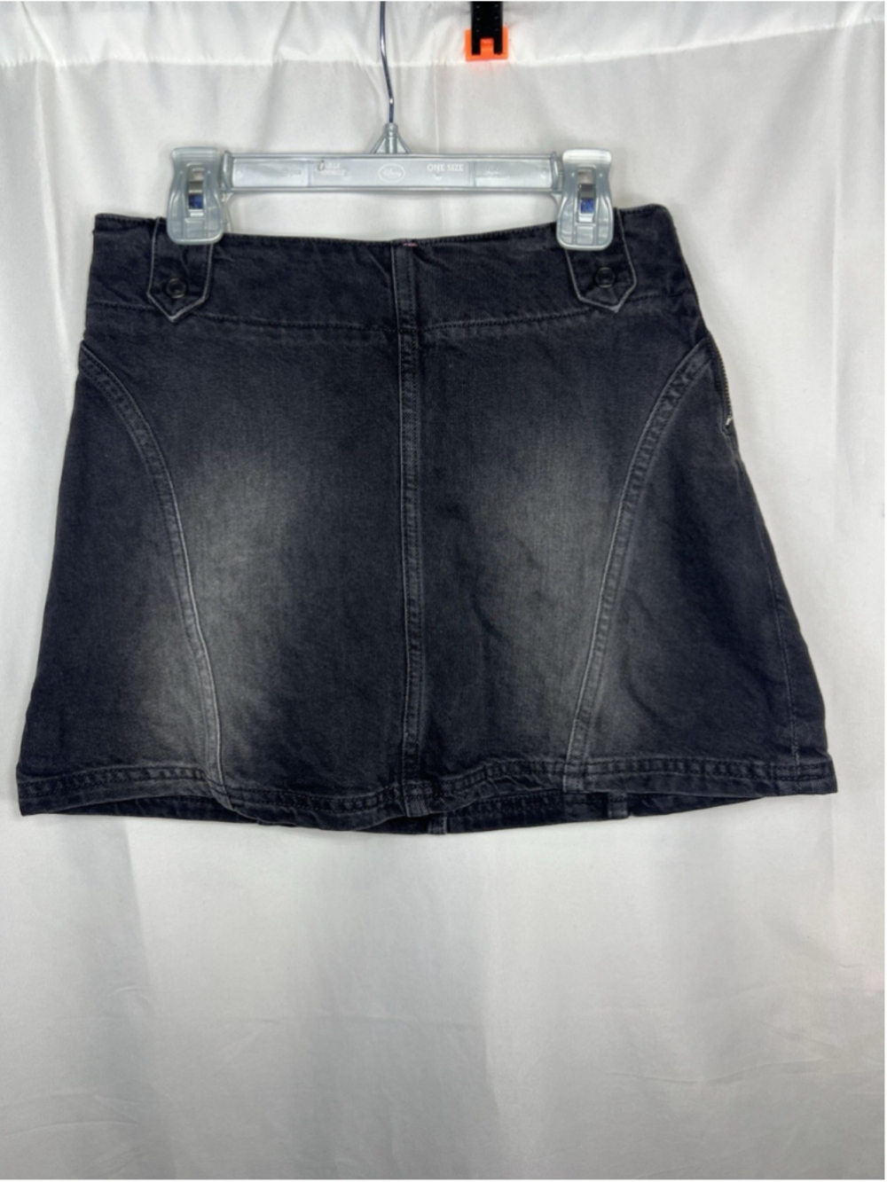 We The Free Free People Runaway Denim Mini Skirt Side Zip Black Wash Size 25